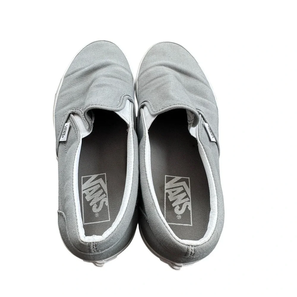 Vans Slip On Shoes‎ Mens 9.5 Womens 11 Gray Classic Canvas Casual Skate Sneakers